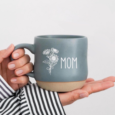 Personalized September Birth Flower Mug Unique Handmade Engraved Mother's Day Gift for Mom Grandma