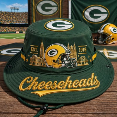 Cheeseheads Boonie Hat, Football Fan Wide Brim Hat, Game Day Outdoor Hat