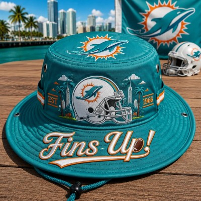 Fins Up Boonie Hat, Football Fan Wide Brim Hat, Game Day Outdoor Hat