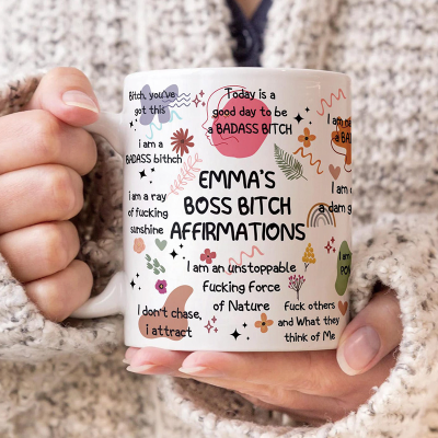 Personalized Boss Badass Affirmations Mug Unique Gift for Self or Friends Birthday Any Occasion