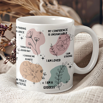 Personalized Custom Design Daily Affirmations Mug Unique Gift for Self or Loved Ones Birthday Mother's Day