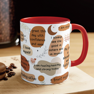 Personalized Custom Design Daily Affirmations Mug Unique Gift for Self or Loved Ones Birthday Mother's Day