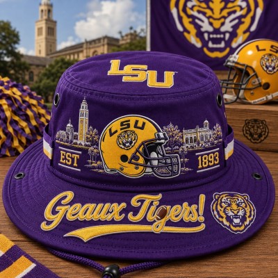 Geaux Tigers Boonie Hat, College Football Fan Wide Brim Game Day Hat