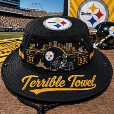 Terrible Towel Boonie Hat, Football Fan Wide Brim Hat, Game Day Outdoor Hat