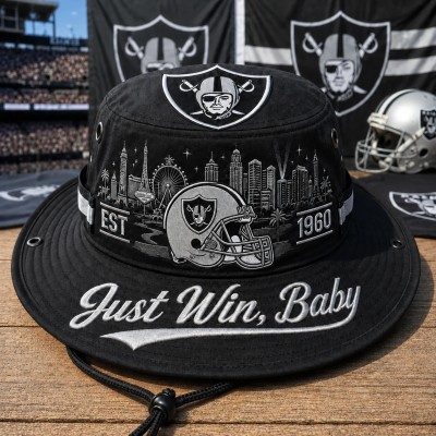Just Win Baby Boonie Hat, Football Fan Wide Brim Hat, Game Day Outdoor Hat