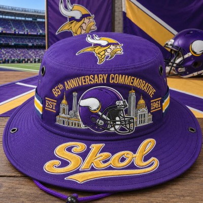 SKOL 65th Anniversary Commemorative Boonie Hat, Football Fan Wide Brim Hat, Game Day Outdoor Hat