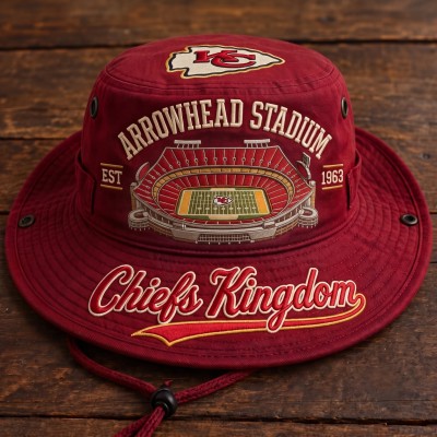 Chiefs Kingdom Arrowhead Stadium Boonie Hat, Football Fan Wide Brim Hat, Game Day Outdoor Hat