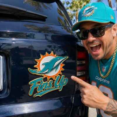Miami Dolphins 3D Metal Car Emblem Badge, Premium Football Fan Auto Decor