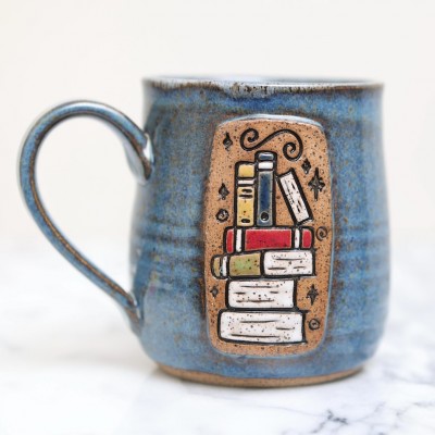 Customizable handmade book themed ceramic cup thoughtful gift for readers and book lovers