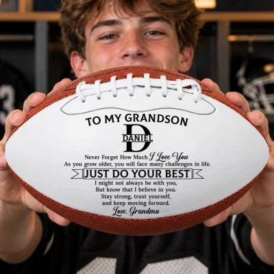 Custom Leather Football, Personalized Birthday Gifts For Son, Grandson, America Football Lovers, Sports Fans, Sports Lovers, Proud Of Every Game Day