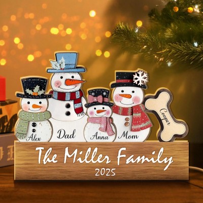 Personalized Snowman Light Box Family Christmas Gift Cozy Winter Home Decor
