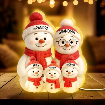Personalized Snowman Light Box Family Christmas Gift Cozy Winter Home Decor