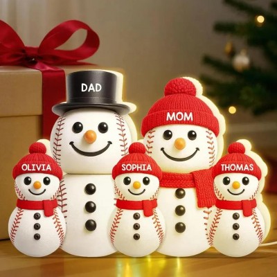 Personalized Snowman Light Box Family Christmas Gift Cozy Winter Home Decor