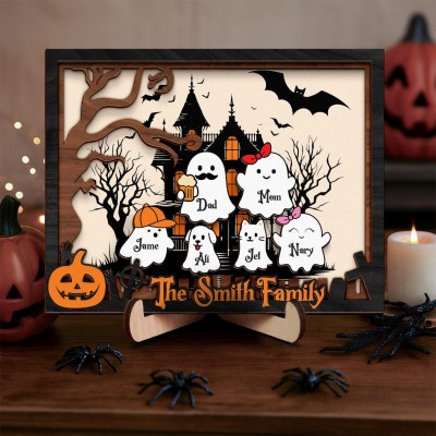 Personalized Halloween Ghost Family Boo Crew Sign Cute Spooky Home Decor