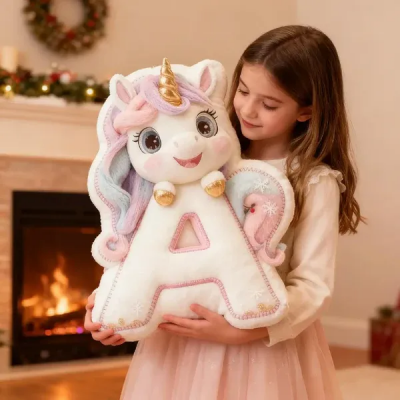 Personalized Unicorn Letter Pillow with Custom Name Design