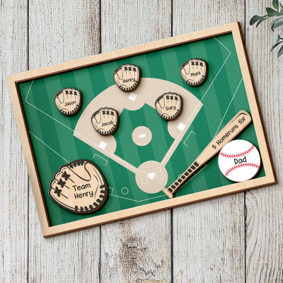 Personalized 3D Wooden Baseball Sign Father's Day Gift for Dad