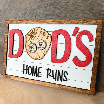 Personalized 3D Wooden Baseball Sign Father's Day Gift for Dad