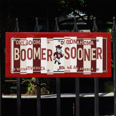 Oklahoma Sooners License Plate Sign College Football Decor Gift for Him