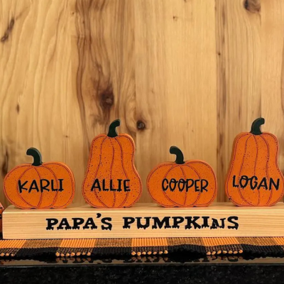 Personalized Pumpkin Family Figurines Wooden Home Decor Gift for Halloween