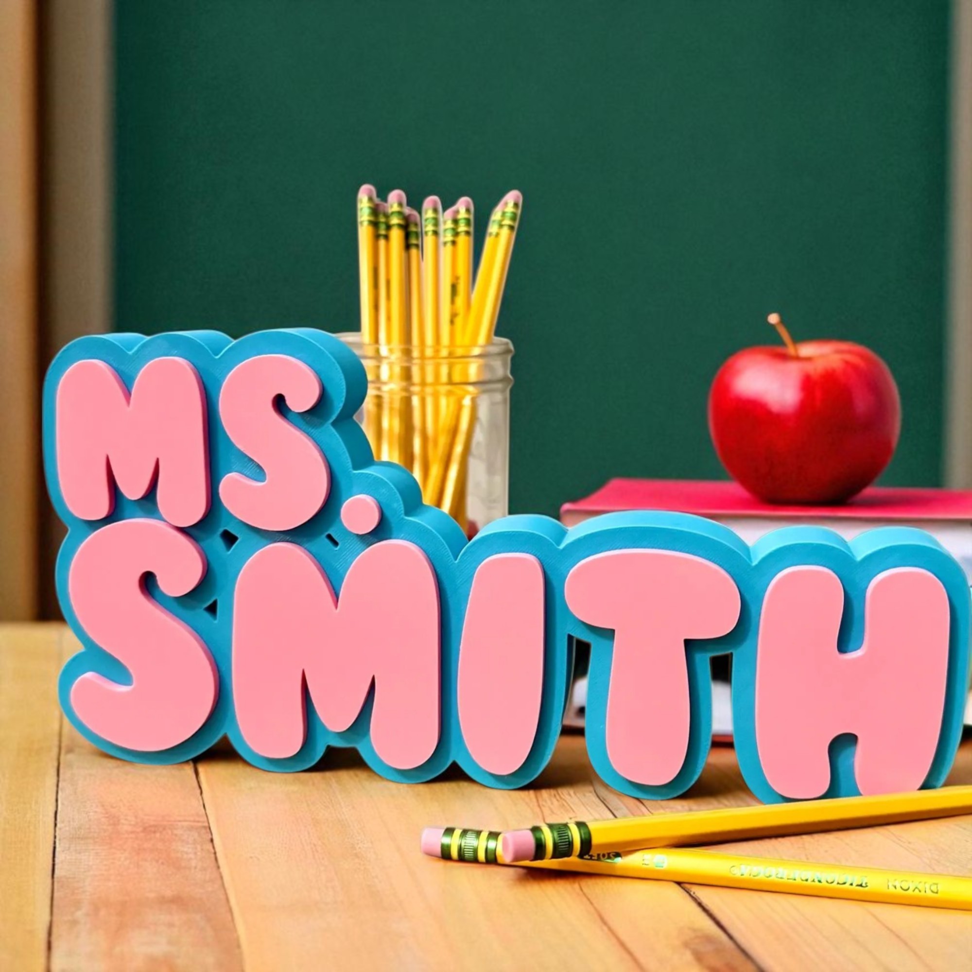 Personalized 3D Teacher Name Sign Printed Desk Plate Office Decor Gift for Teachers