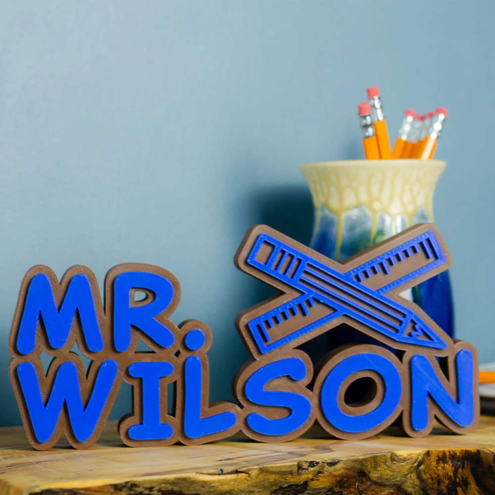 Personalized 3D Teacher Name Sign Printed Desk Plate Office Decor Gift for Teachers