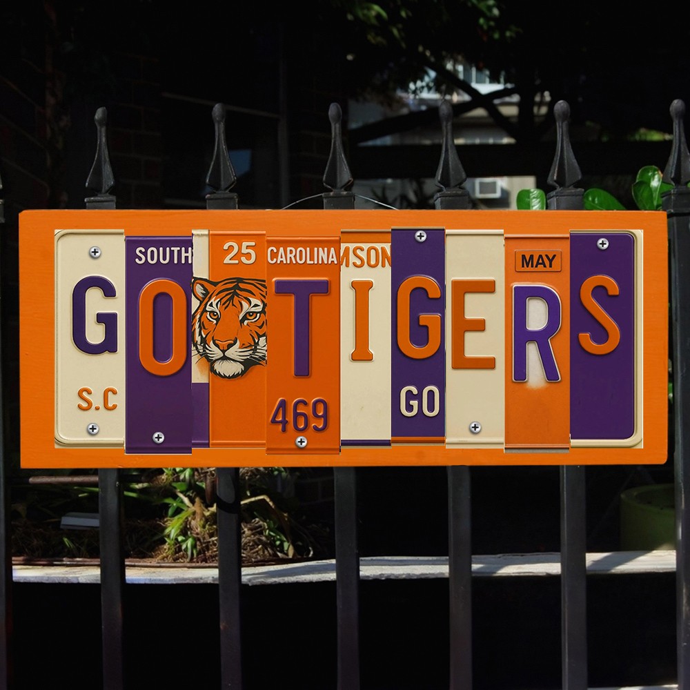 Clemson Tigers License Plate Sign College Football Decor Gift for Him