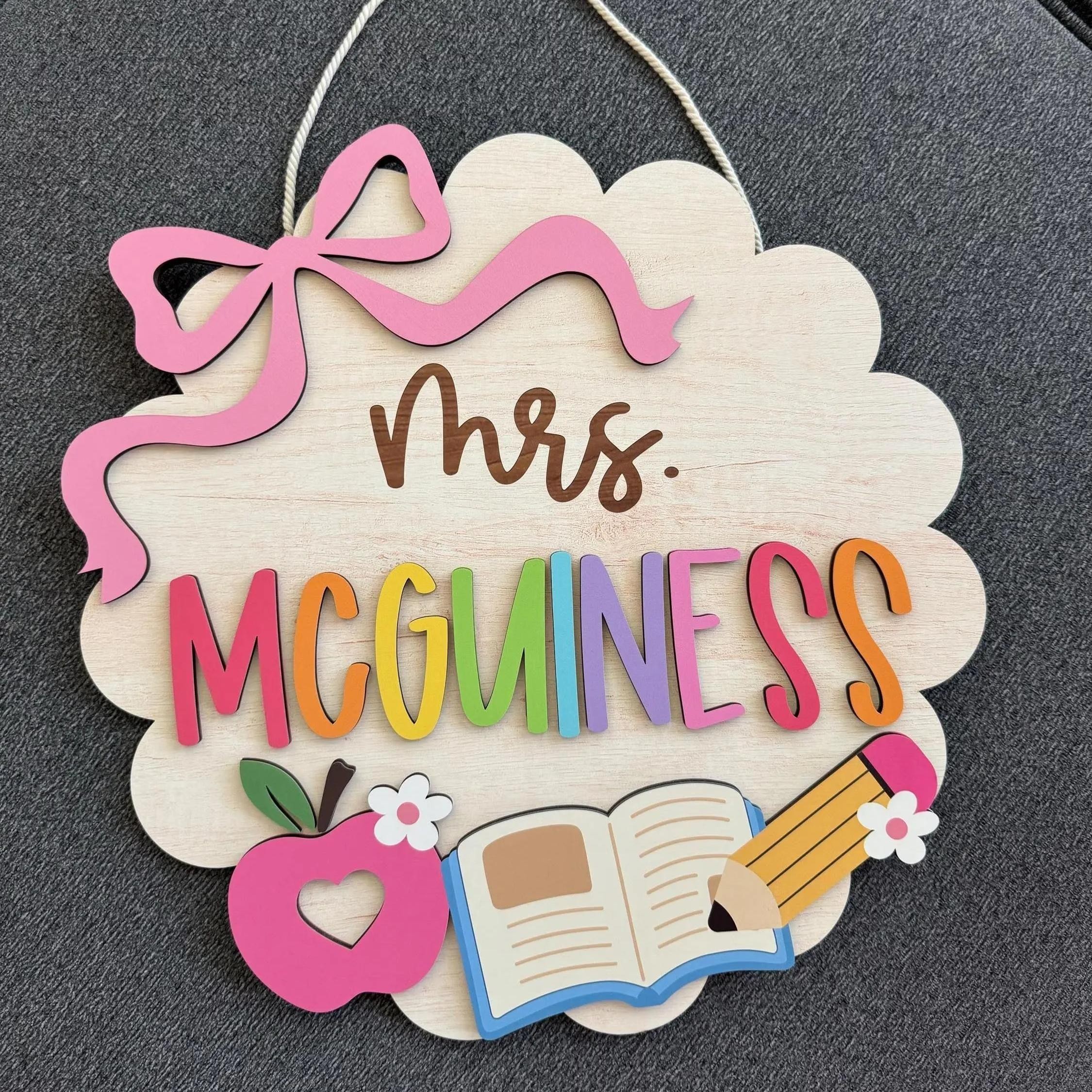 Custom 3D Classroom Door Sign Teacher Name Gift for Back to School