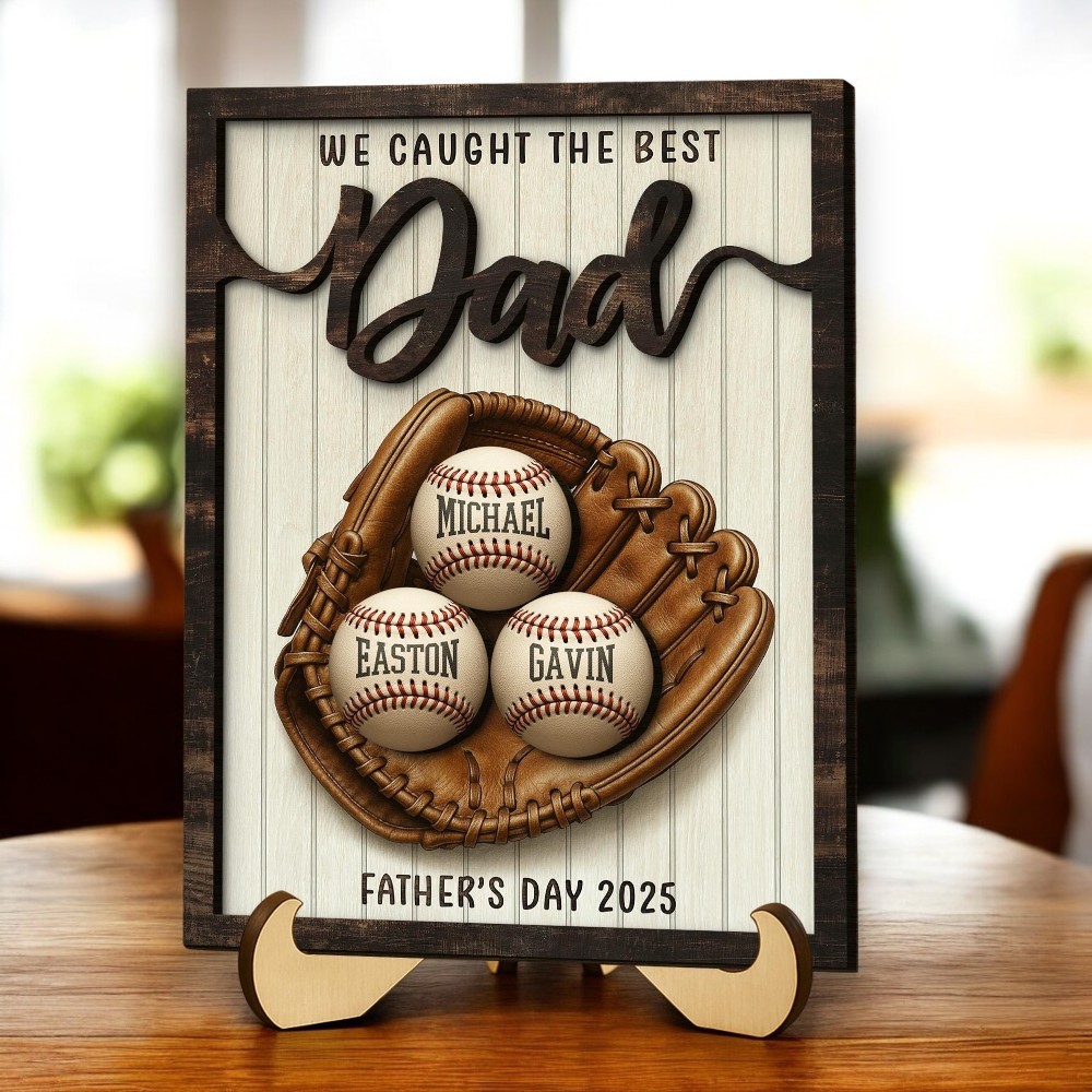 Personalized 3D Wooden Baseball Sign Father's Day Gift for Dad