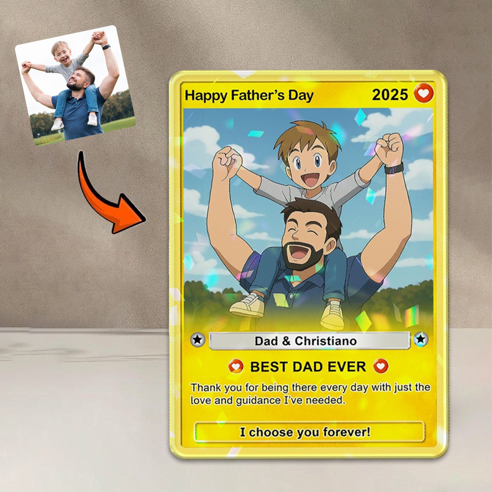 Personalized Father's Day Anime Card with Your Photo