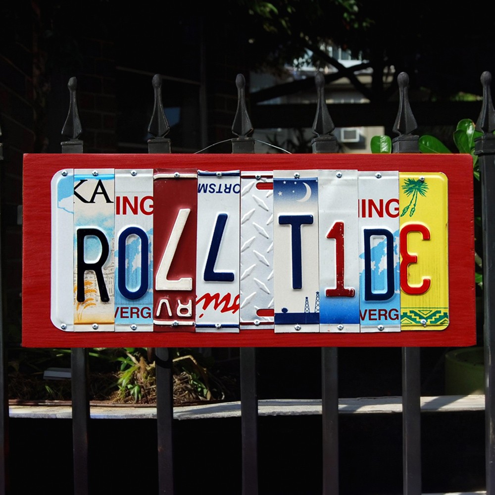 Alabama Crimson Tide License Plate Sign Football Fan Gift Man Cave Bar Decor