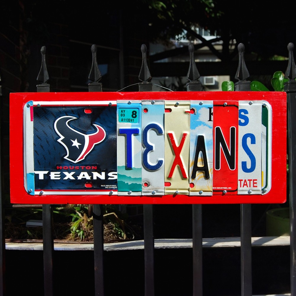 Houston Texans License Plate Sign Football Fan Gift Man Cave Bar Decor