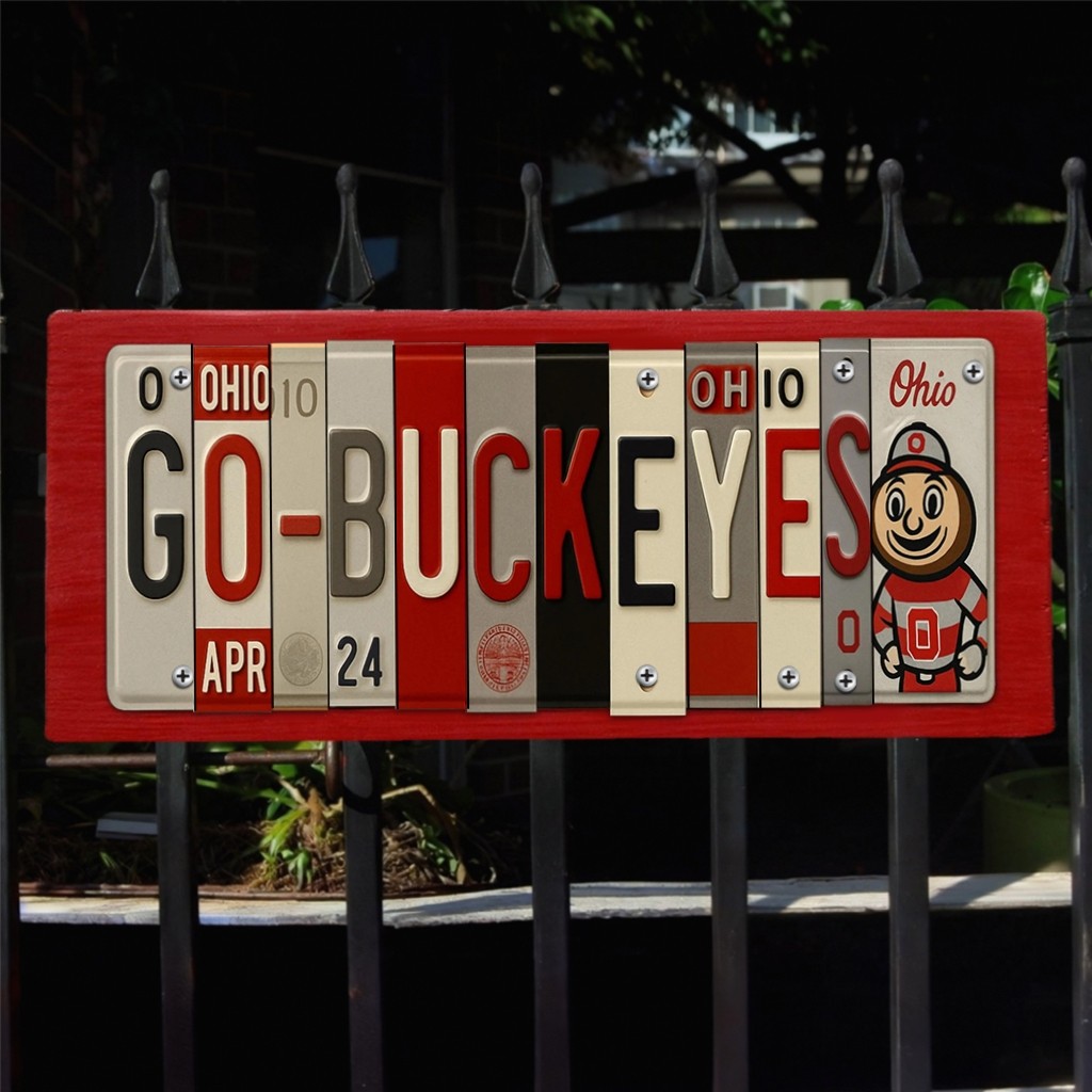 Ohio State Buckeyes License Plate Sign College Football Decor Gift for Him