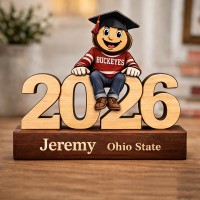 Personalized Graduation Wooden Sign Custom Name Desktop Decor Gift with School Mascot
