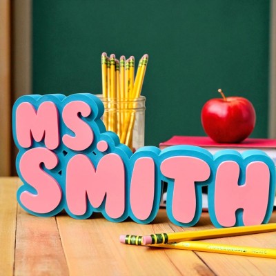 Personalized 3D Teacher Name Sign Printed Desk Plate Office Decor Gift for Teachers
