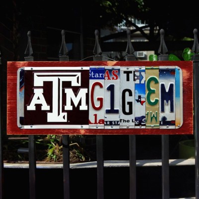 Texas A&M Aggies License Plate Sign Football Fan Gift Man Cave Bar Decor