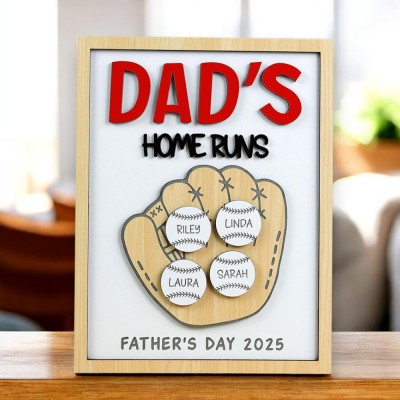 Personalized 3D Wooden Baseball Sign Father's Day Gift for Dad
