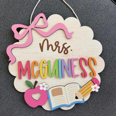 Custom 3D Classroom Door Sign Teacher Name Gift for Back to School