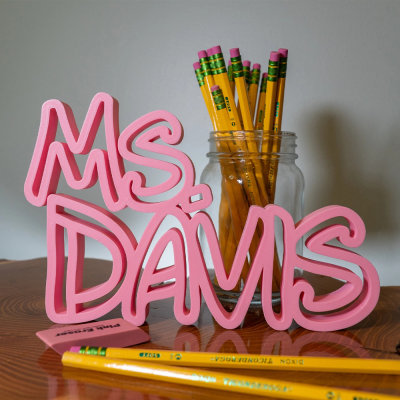 Personalized 3D Teacher Name Sign Printed Desk Plate Office Decor Gift for Teachers