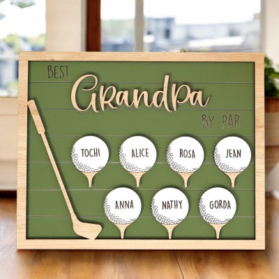 Custom 3D Golf Sign with Kids Names for Father's Day Gift