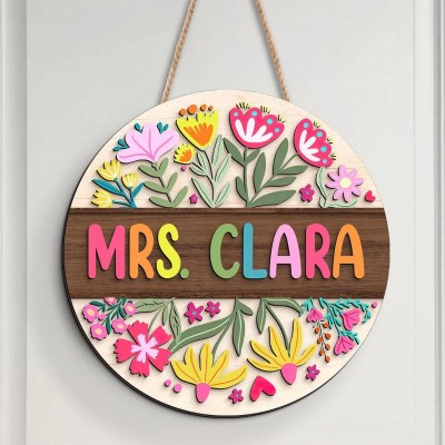Custom 3D Classroom Door Sign Teacher Name Gift for Back to School