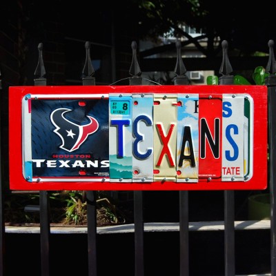 Houston Texans License Plate Sign Football Fan Gift Man Cave Bar Decor