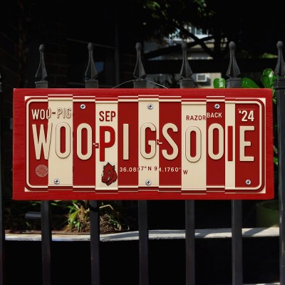 Arkansas Razorbacks License Plate Sign College Football Decor Gift for Him