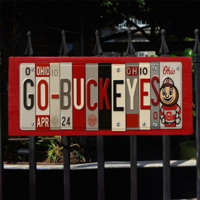 Ohio State Buckeyes License Plate Sign College Football Decor Gift for Him