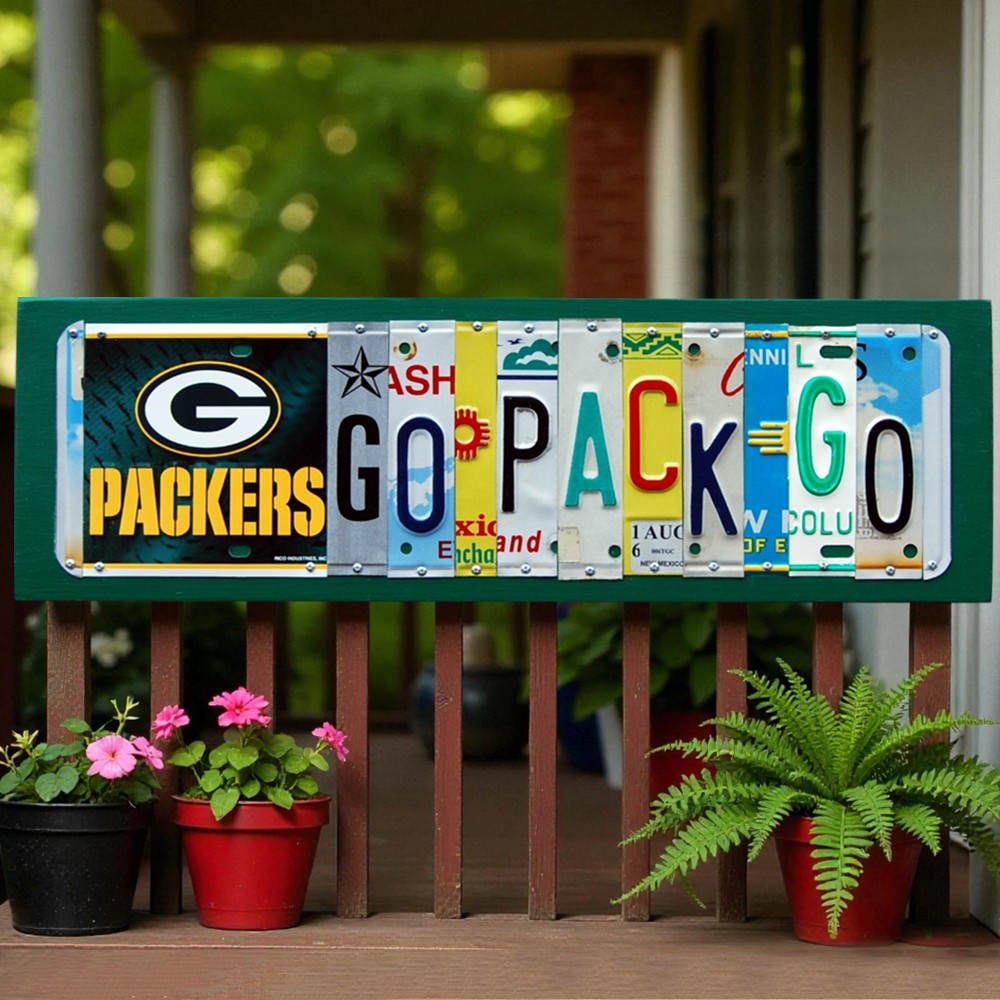 Packer Fan Signs Green Bay Packers License Plate Sign Football Fan Gift Man Cave Bar Decor