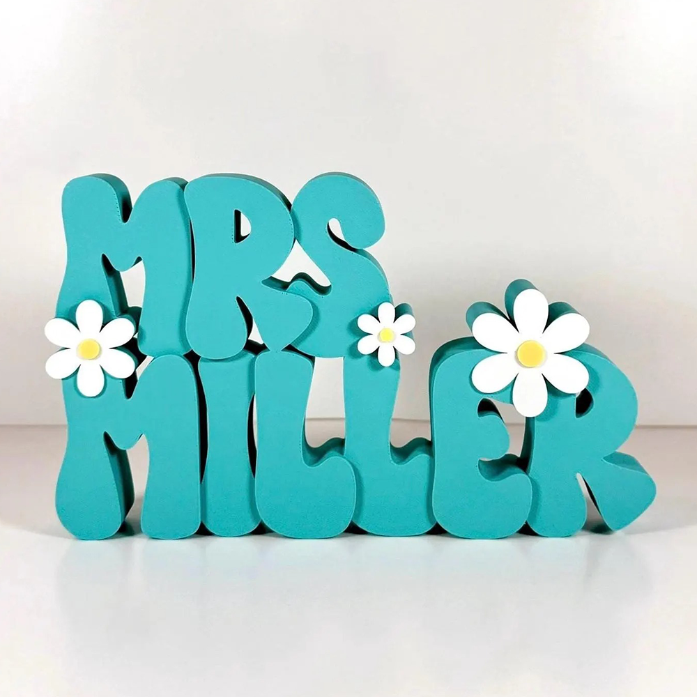 Personalized 3D Teacher Name Sign Printed Desk Plate Office Decor Gift for Teachers