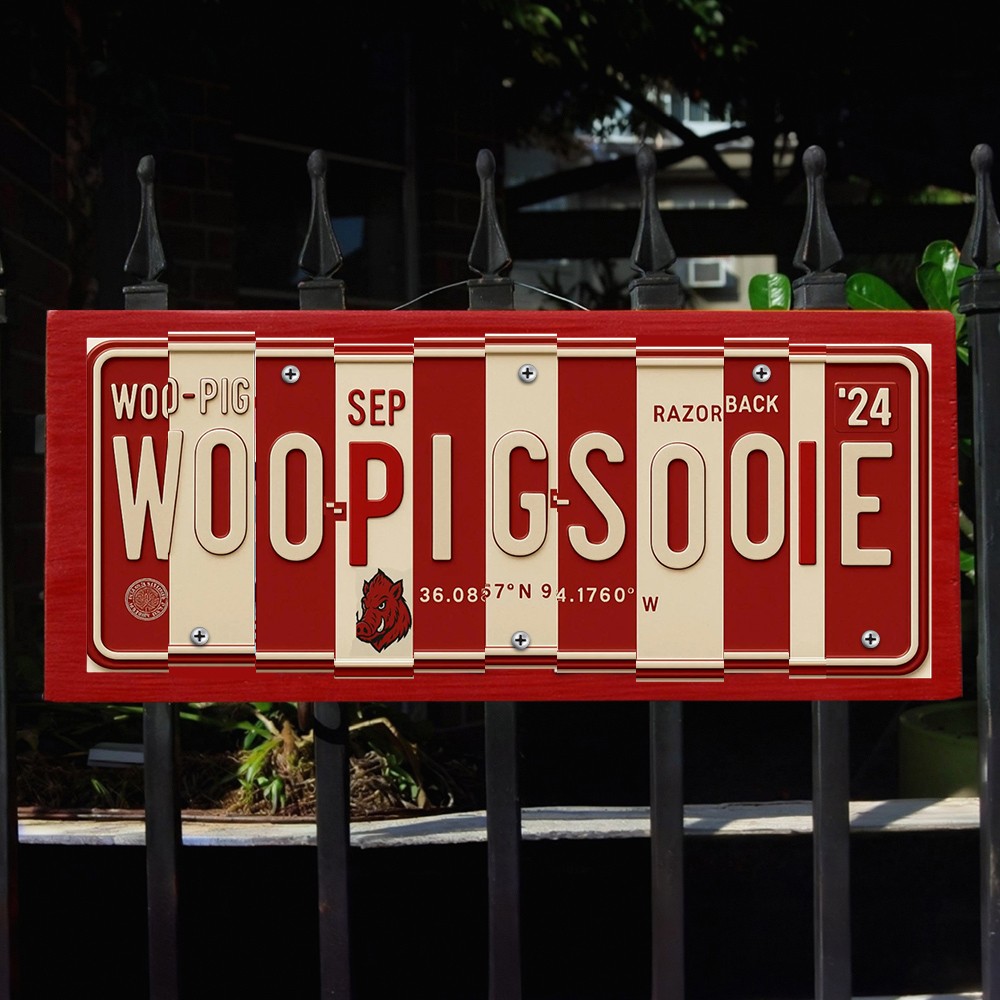 Arkansas Razorbacks License Plate Sign College Football Decor Gift for Him
