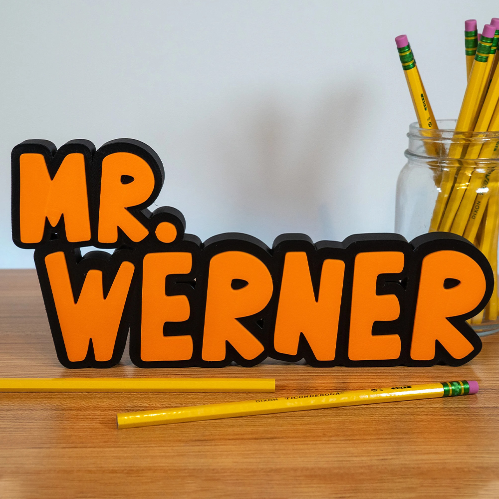 Personalized 3D Teacher Name Sign Printed Desk Plate Office Decor Gift for Teachers