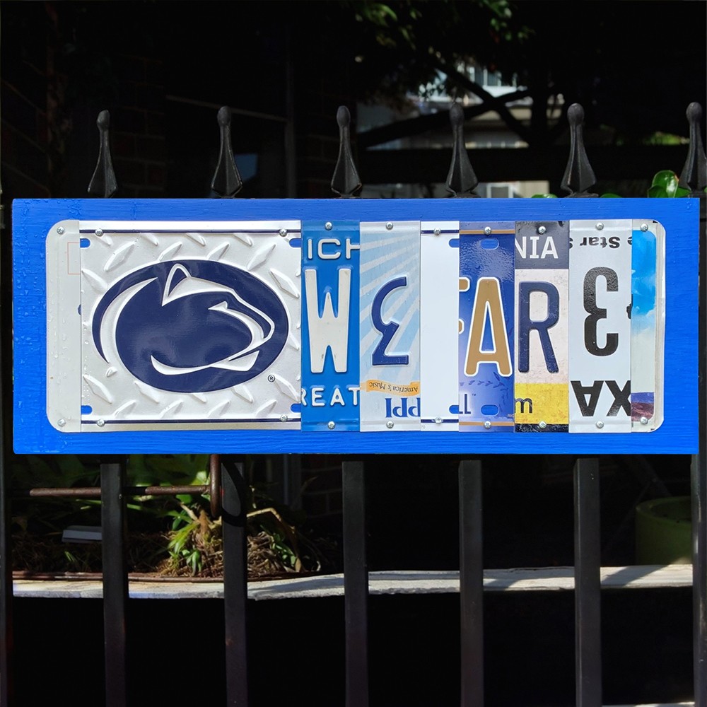 Penn State Nittany Lions License Plate Sign Football Fan Gift Man Cave Bar Decor