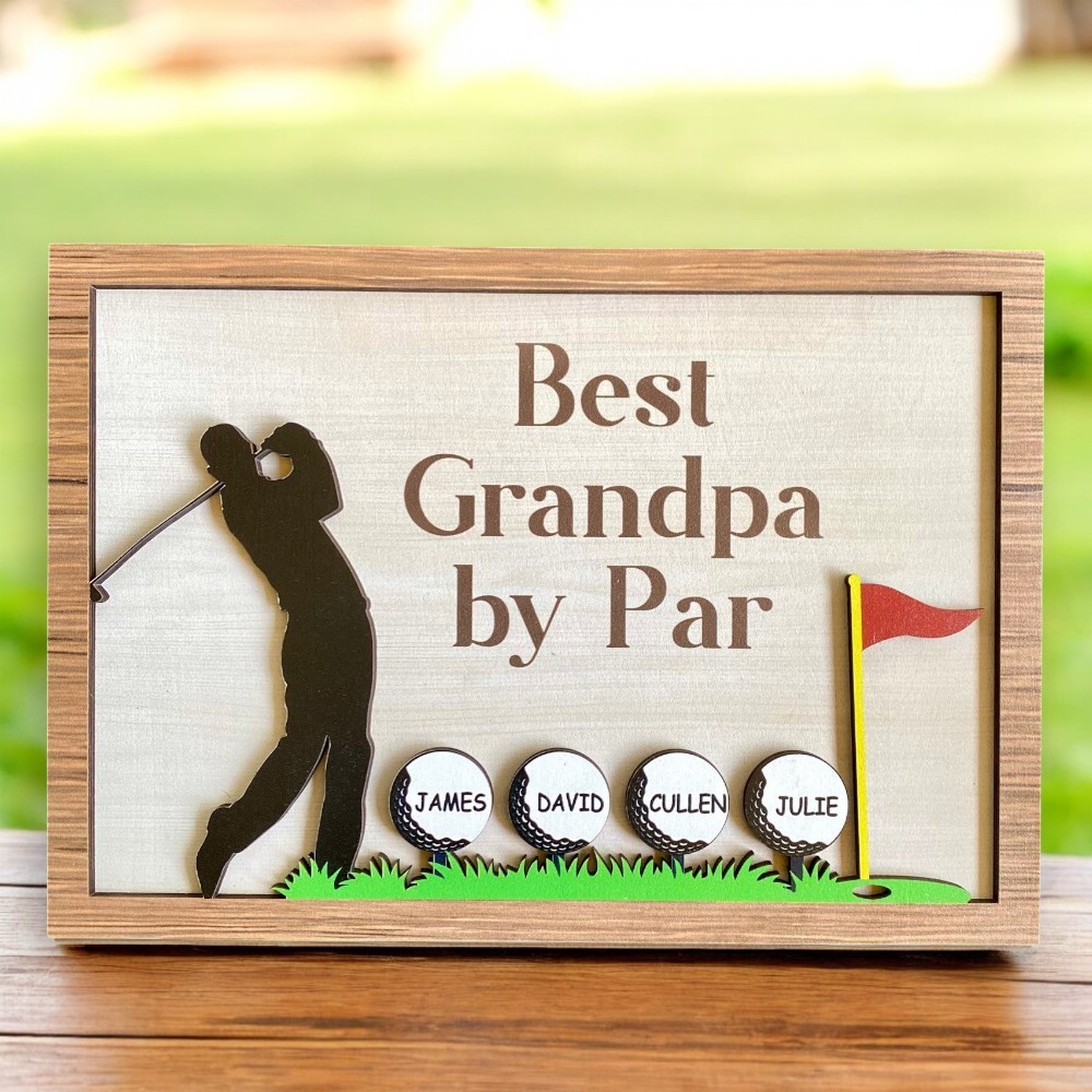 Custom 3D Golf Sign with Kids Names for Father's Day Gift