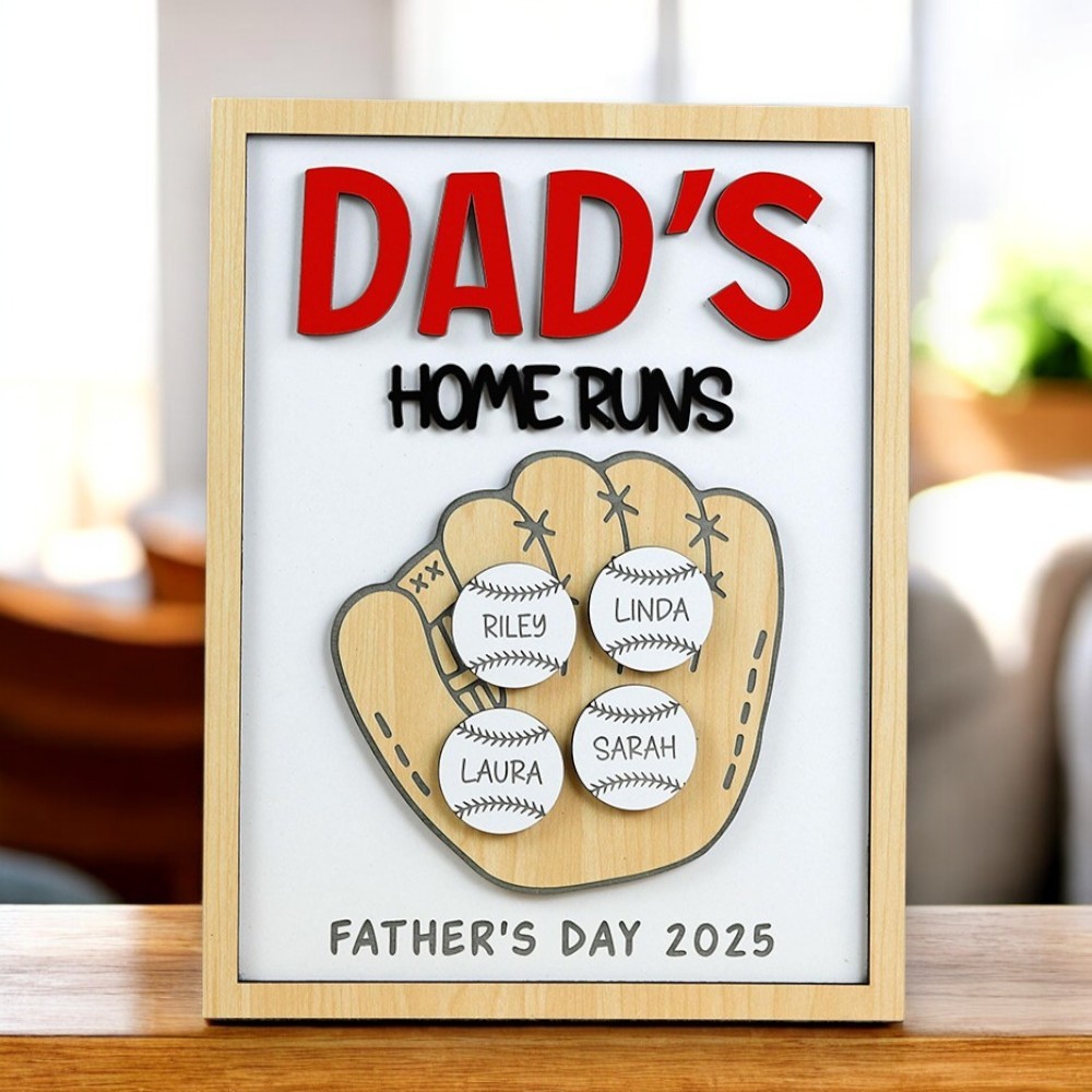 Personalized 3D Wooden Baseball Sign Father's Day Gift for Dad